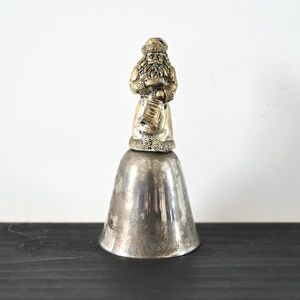 Vintage Silver Plated Santa Bell | Santa Holding List